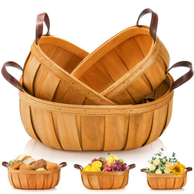 Goaste bread baskets set in orange woodchip finish for rustic table displays