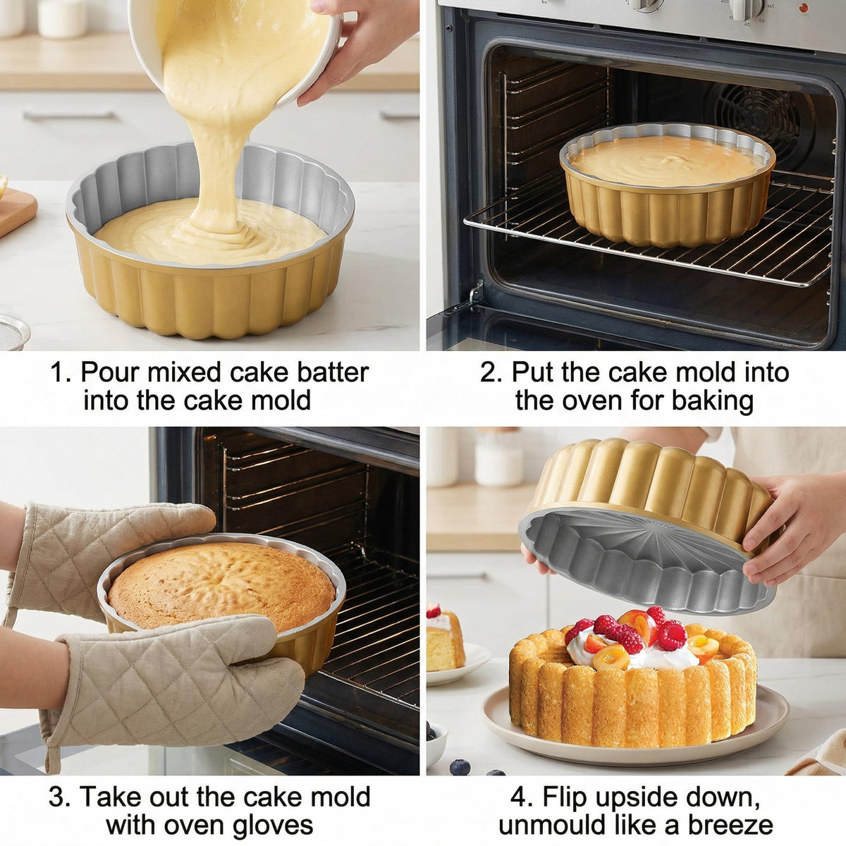 Easy-release design saves time during cooling and plating.