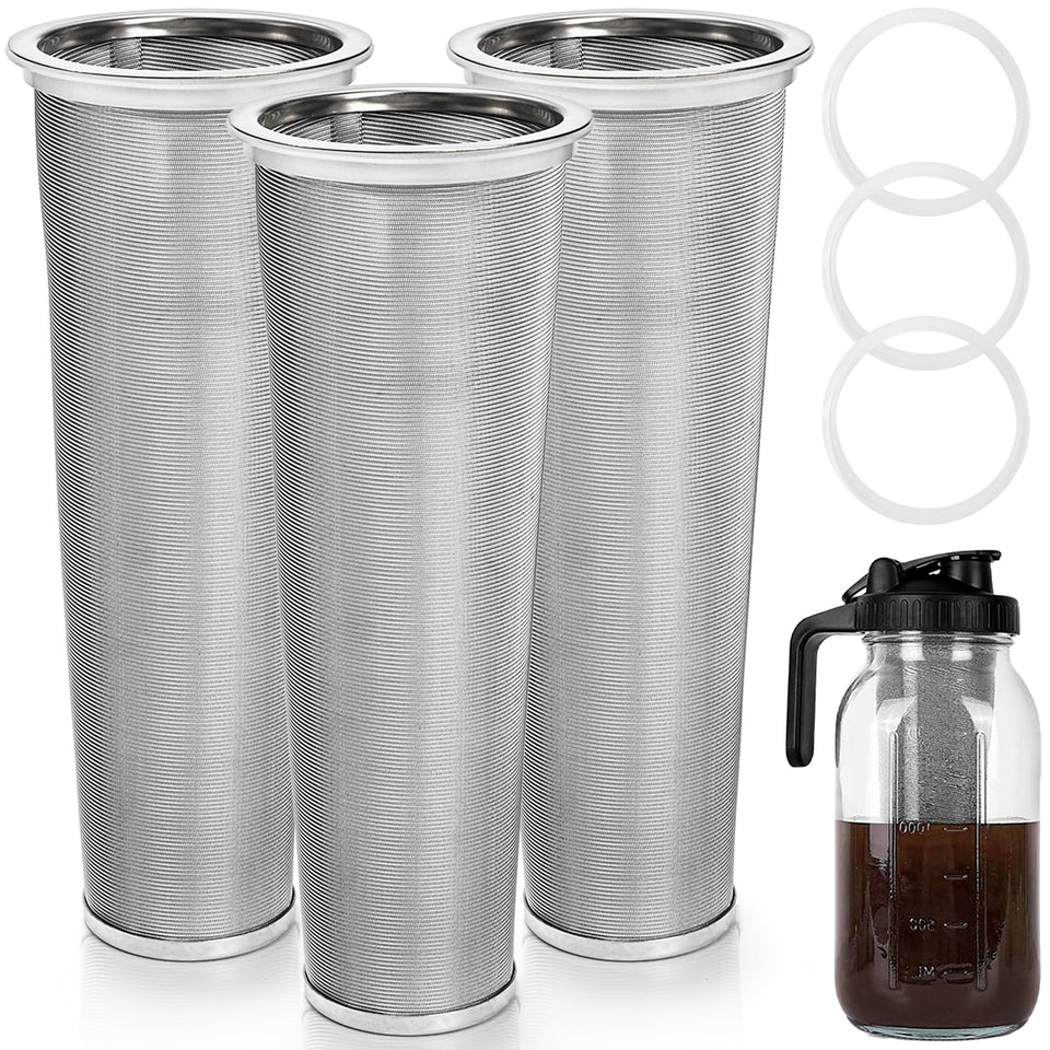 Goaste cold brew filter for 64oz wide mouth jar, durable stainless steel for clean brews.