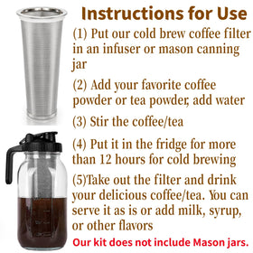 Goaste mason jar-compatible filter ideal for coffee, tea, lemonade and Sun Tea.