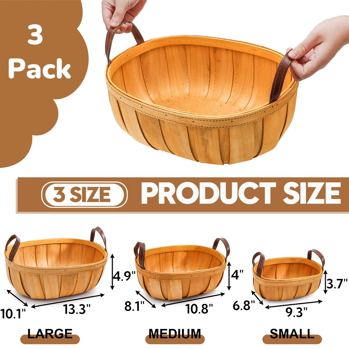 Goaste picnic basket with handles in woodchip for easy transport