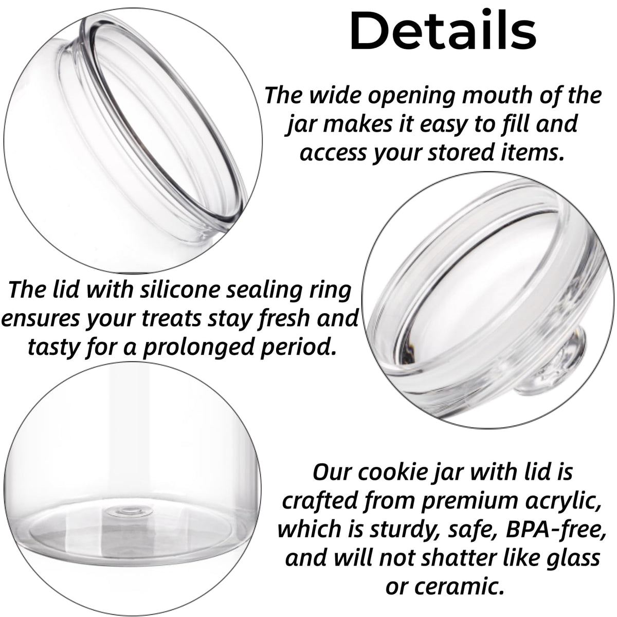Goaste unbreakable apothecary jar with silicone seal protects contents.