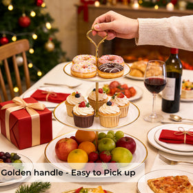 Goaste white-stackable dessert trays save storage space after use.
