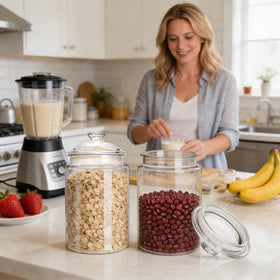 Goaste wide-mouth jar makes filling and access straightforward.