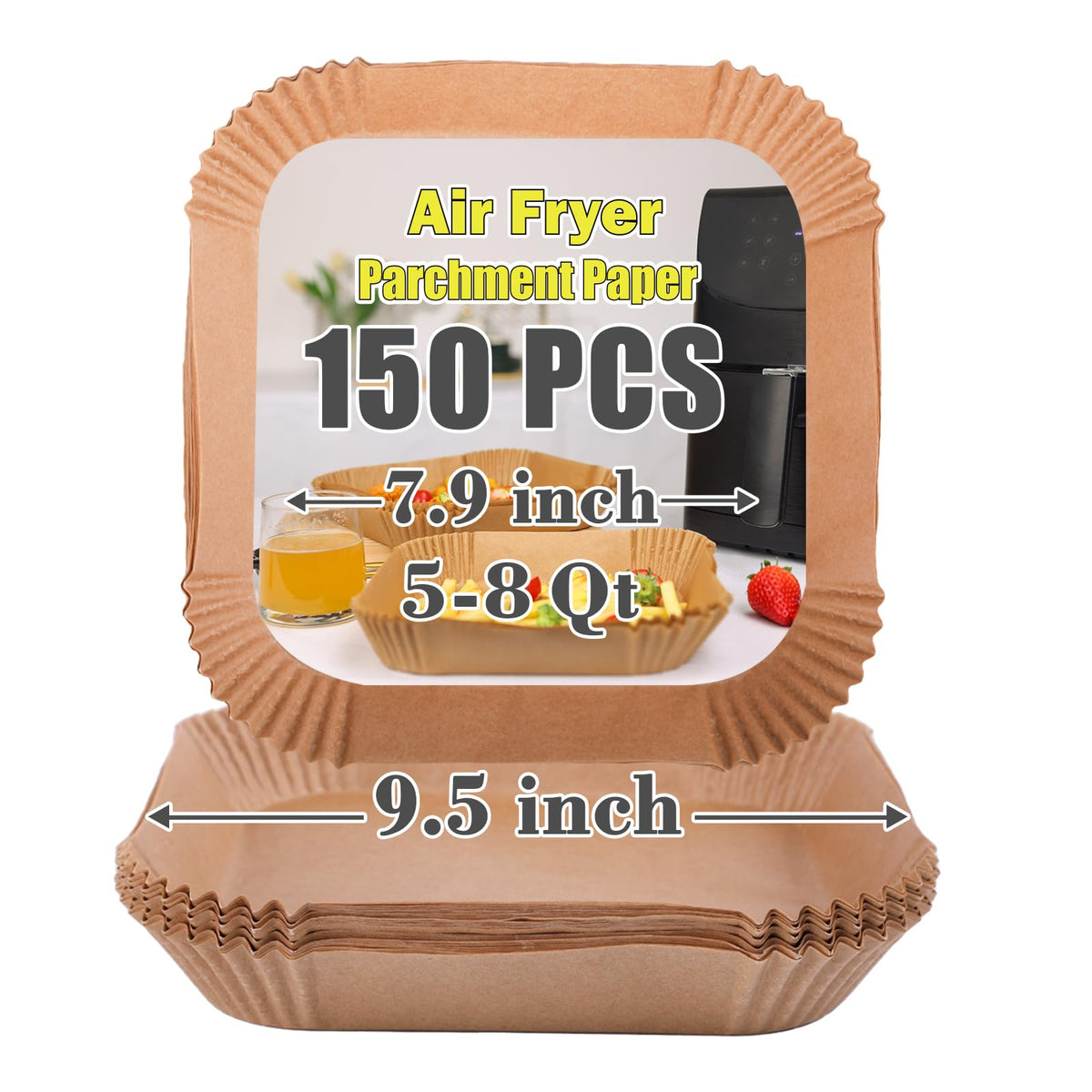 GOAUS air fryer square paper liner keeps baskets clean and food crispy