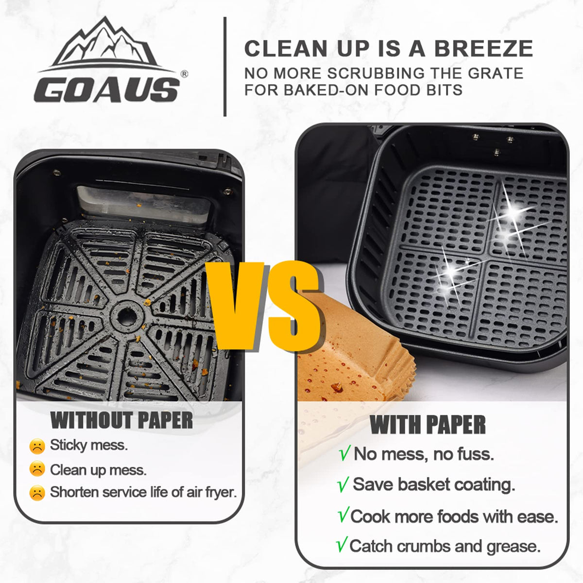 GOAUS disposable liner shown in use for quick cleanup