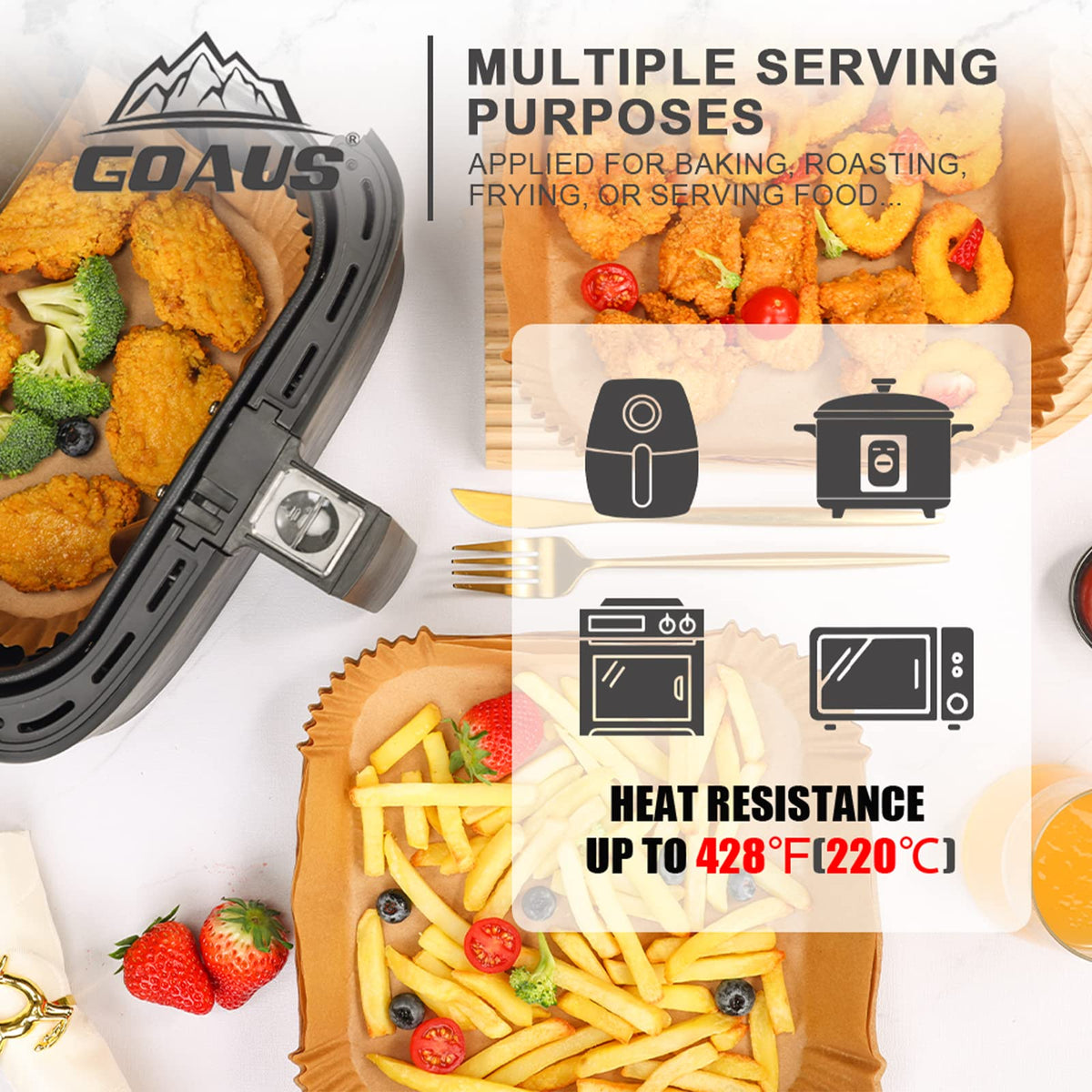 GOAUS easy cleanup liner helps maintain a tidy air fryer after cooking