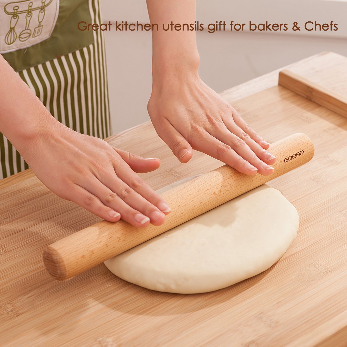 GOBAM Multi purpose rolling pin supports pasta, pies and fondant.