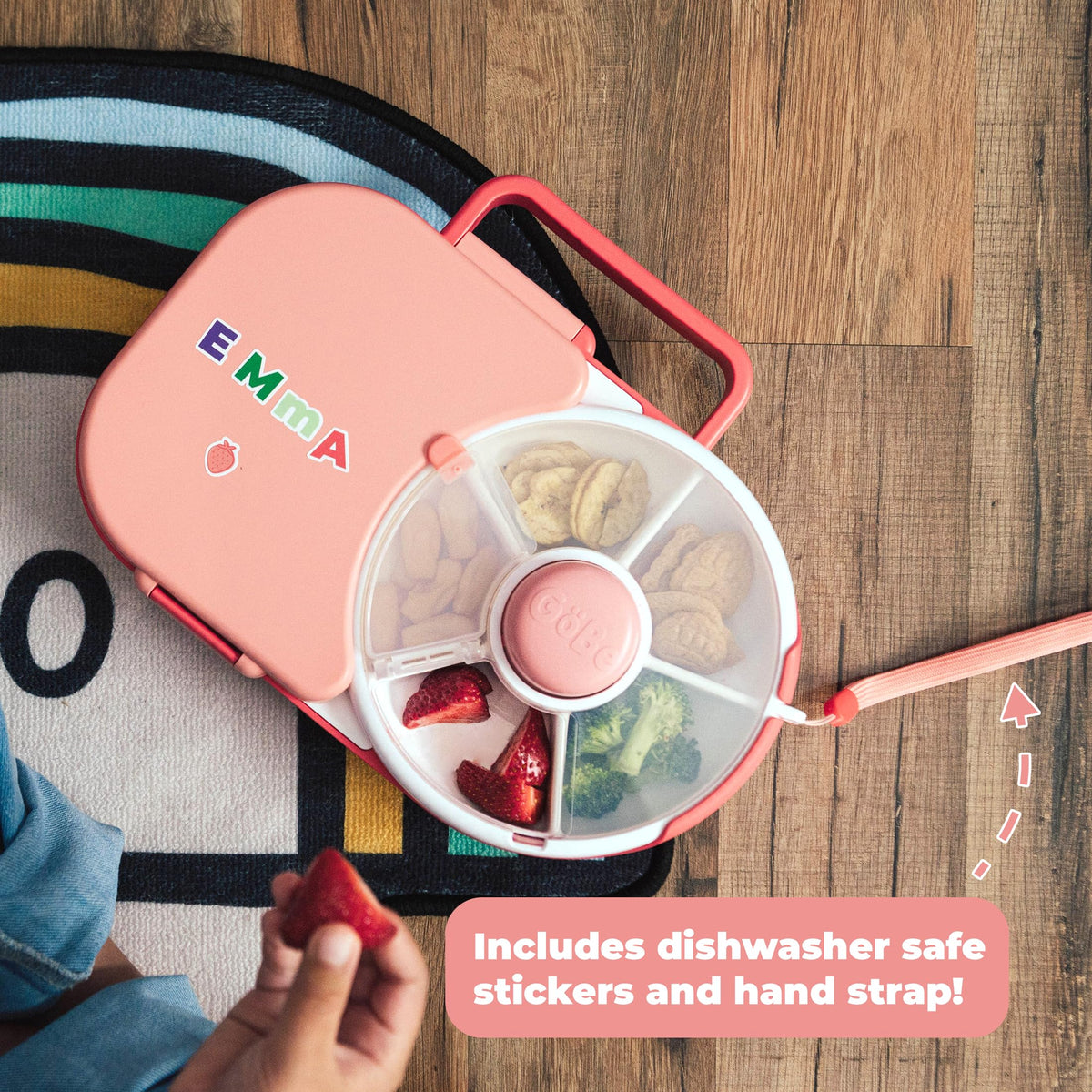 GoBe bento-style lunchbox with six compartments for varied lunches.
