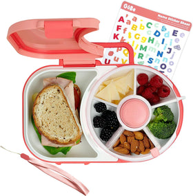 GoBe Kids Lunchbox close-up of snack spinner showing five compartments for neat snacking.