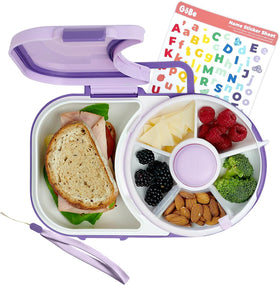 GoBe Kids lunchbox spinner side view shows organized compartments for school meals.