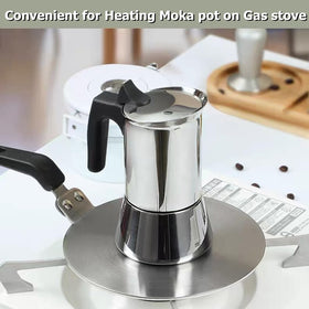 Gocoffun diffuser plate on stove demonstrates induction compatibility and versatility.