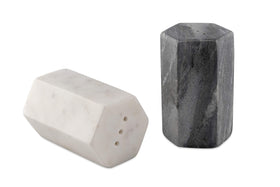 GoCraft salt and pepper shakers with hexagon design; sturdy, stylish table accessory.