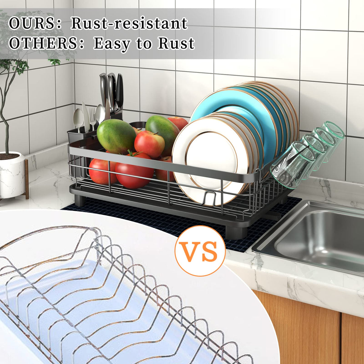 Godboat dish drying rack large capacity middle area for plates and bowls.
