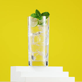 Godinger cylindrical highball glass suits modern and traditional table settings