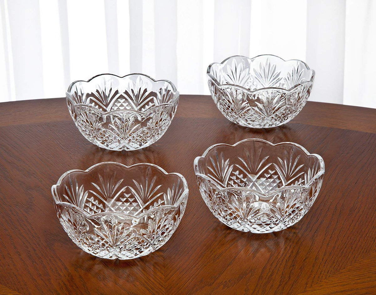 Godinger Dublin candy bowls set, top view, showcases crystal brilliance for chic party stations.