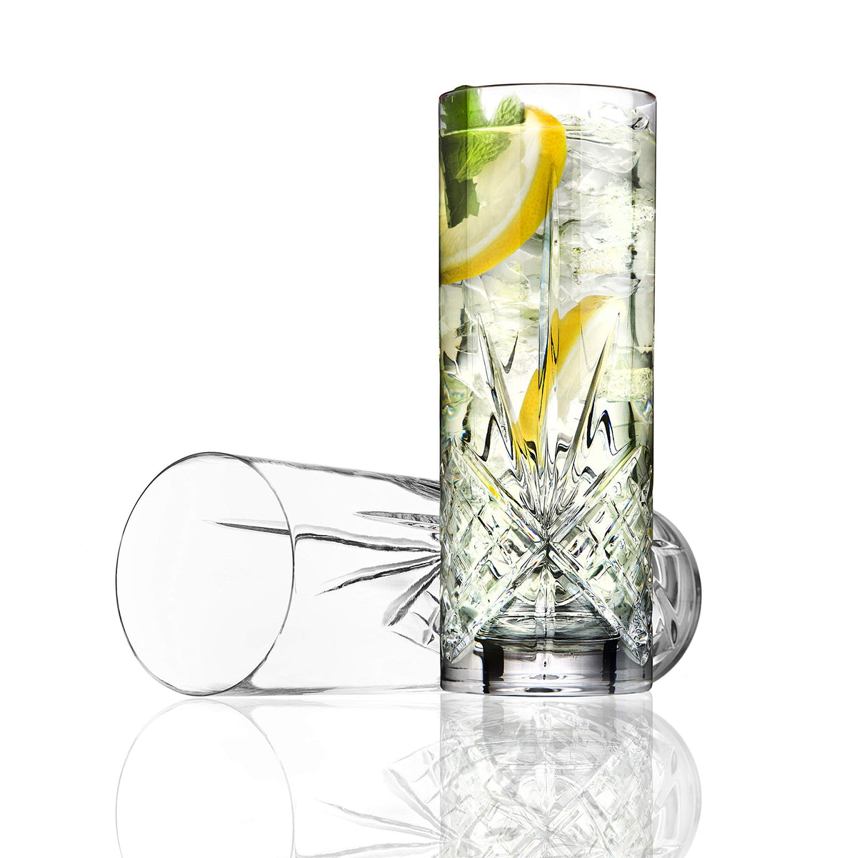 Godinger Dublin tall glass close-up showing crisp edges and shine.