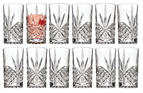 Godinger Dublin Crystal Highball Glasses with starburst etchings that shimmer.