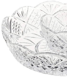 Godinger Dublin crystal serving platter with intricate detailing for nuts and bites