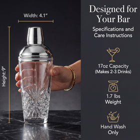 Godinger Dublin crystal shaker close-up highlighting lead-free crystal