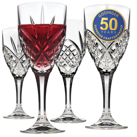 Godinger Dublin crystal stemmed wine glass front view for elegant tastings