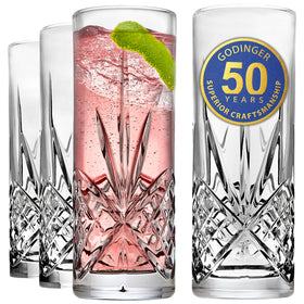 Godinger Dublin tall beverage glass with crystal clarity for everyday drinks.
