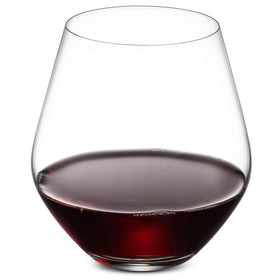 Godinger stemless glasses enable effortless stacking for storage.