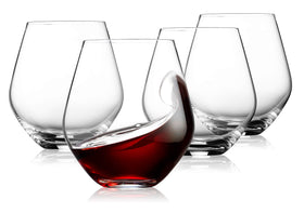 Godinger stemless wine glasses 17oz provide crystal clarity to enhance aroma and tasting.