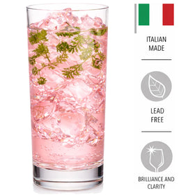 Godinger thick-base highball glass enhances grip and reduces tipping