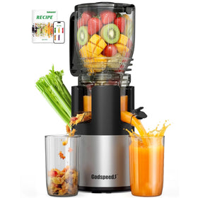 Godspeeds juicer wide feed chute enables whole-fruit prep for faster mornings