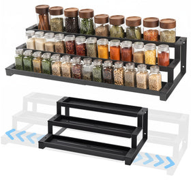 GOENDR 3-Tier Spice Rack expands to fit 16–29 inches for flexible storage.