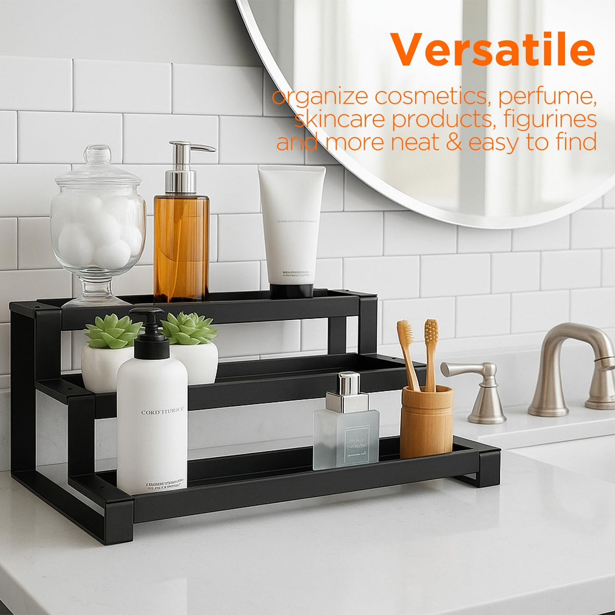 GOENDR spice rack uses powder-coated metal for durability and modern look.