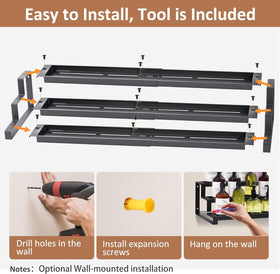 GOENDR Expandable Spice Rack ideal for pantry or cabinet layouts and compact spaces.