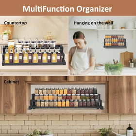 GOENDR Expandable Spice Rack supports wide capacity for spices, cans, and jars.