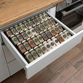 GOENDR spice organizer non-slip, keeps jars stable while accessing spices.