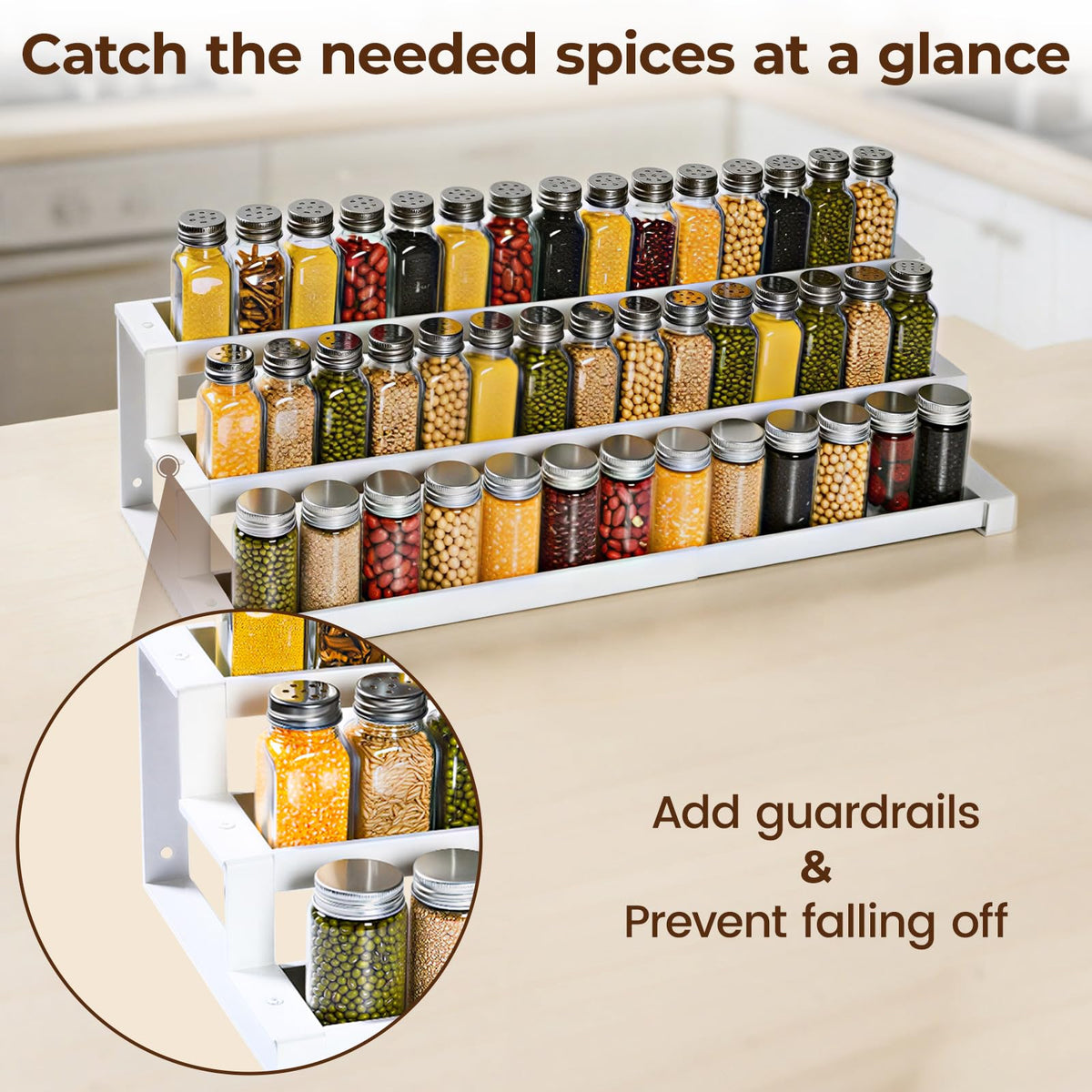 GOENDR metal rack slip-resistant design prevents spills on the counter.