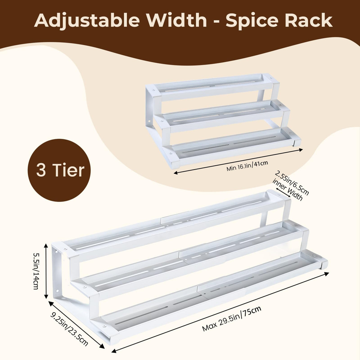 GOENDR spice rack step design keeps jars visible and labels easy to read.