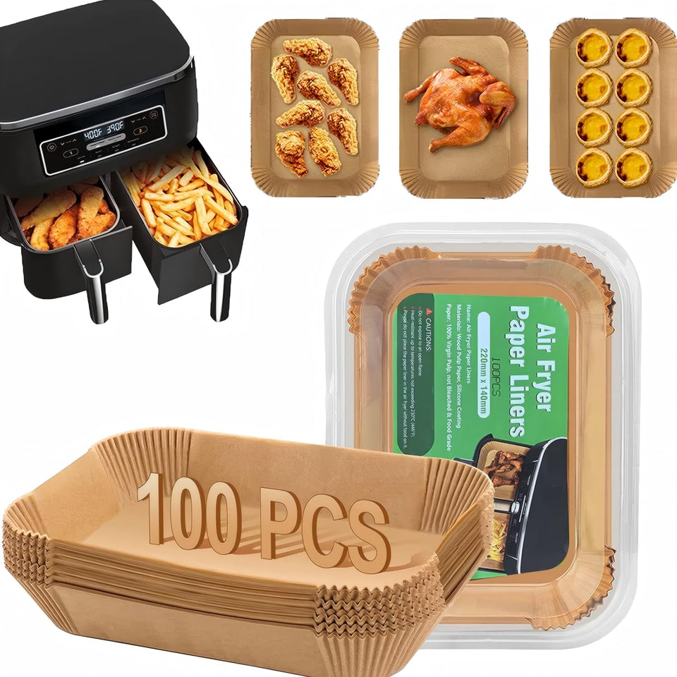 Goffugt air fryer liner for Ninja, rectangle 8.6x5.5 inches, keeps fryer clean and easy cleanup.