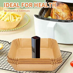 GOFFUGT parchment liners, non-stick and food-grade for even hot-air frying