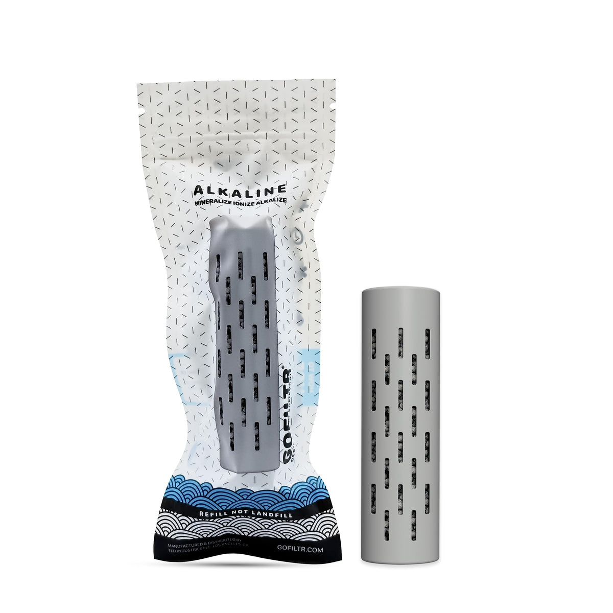 GOFILTR alkaline water infuser bottle demonstrates mineral ionization for healthier hydration.