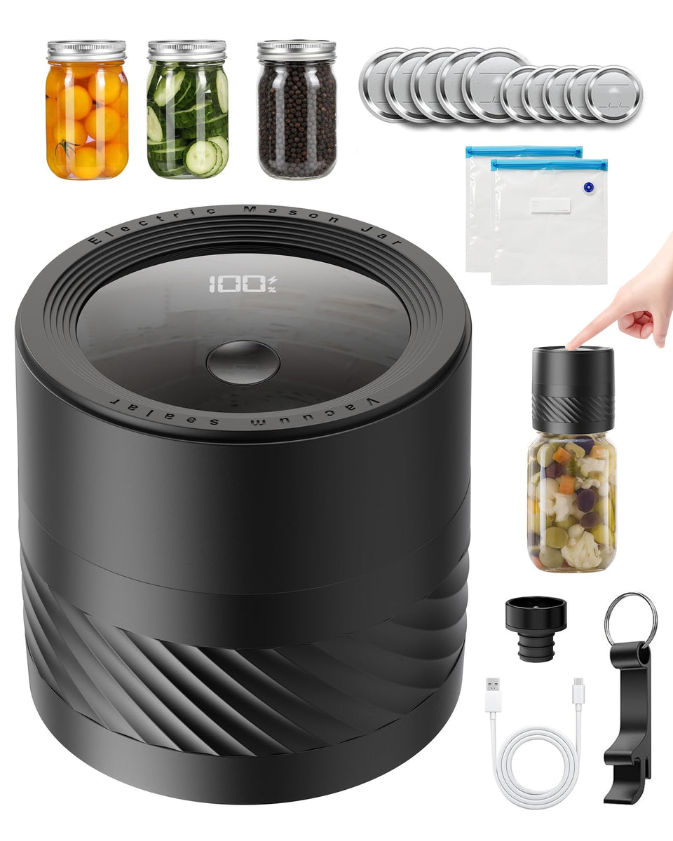 gofuch electric mason jar vacuum sealer with auto-stop preserves freshness
