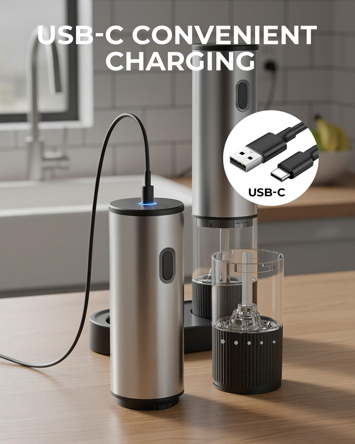 gofuch LED light activates when grinding for precise seasoning during dinner prep.