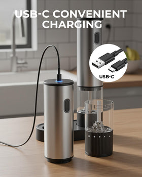 gofuch LED light activates when grinding for precise seasoning during dinner prep.