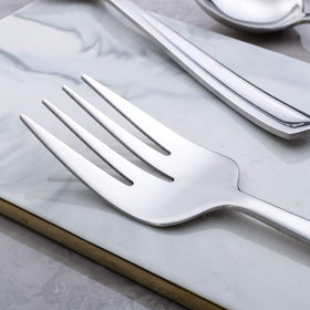 GoGeiLi three-piece stainless steel serving forks ideal for buffet lines and banquets.