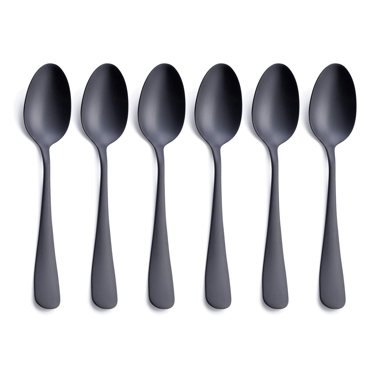 GoGeiLi matte black dessert spoon close-up with satin finish for everyday use