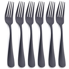 GoGeiLi matte black dinner fork 8in closeup with satin finish for stylish dining