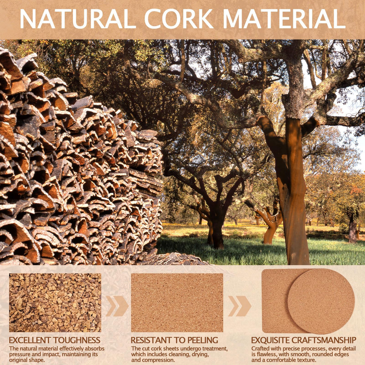 GOH DODD blank cork coaster; heat transfer ready for custom décor.