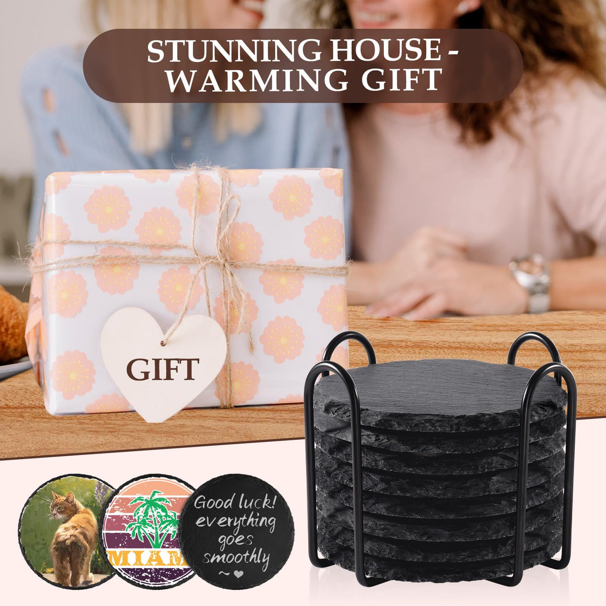 GOH DODD slate coasters are easy to clean with a damp cloth.