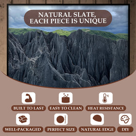 GOH DODD natural slate coasters showcase unique patterns for authentic tabletop texture.