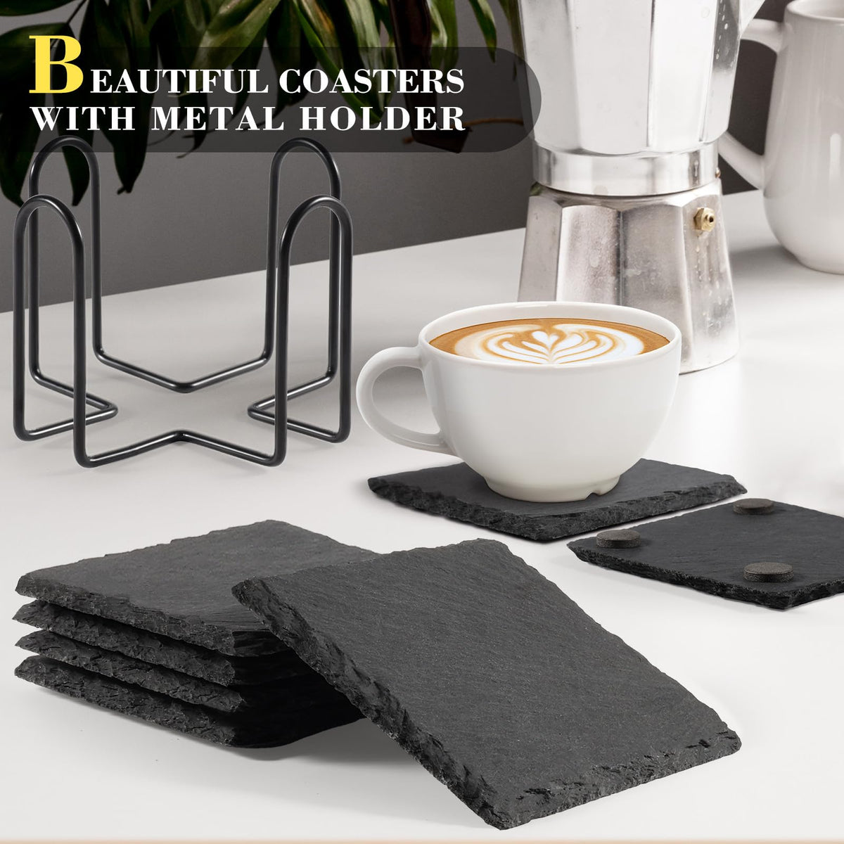 GOH DODD slate coasters 4-inch size for beverages and heat protection